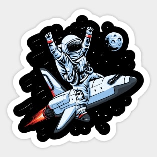 Flying Spaceship Astronaut Sticker